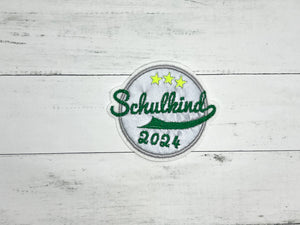 Tornister/ Ranzen - Patch Schulkind 2024, reflektierend/d-grün/neongelb