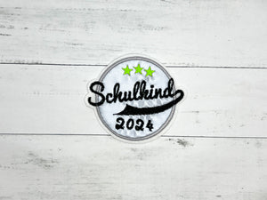 Tornister/ Ranzen-Patch Schulkind 2024, reflektierend/schwarz/neongrün