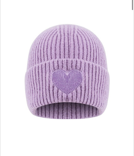Mütze Herz in flieder