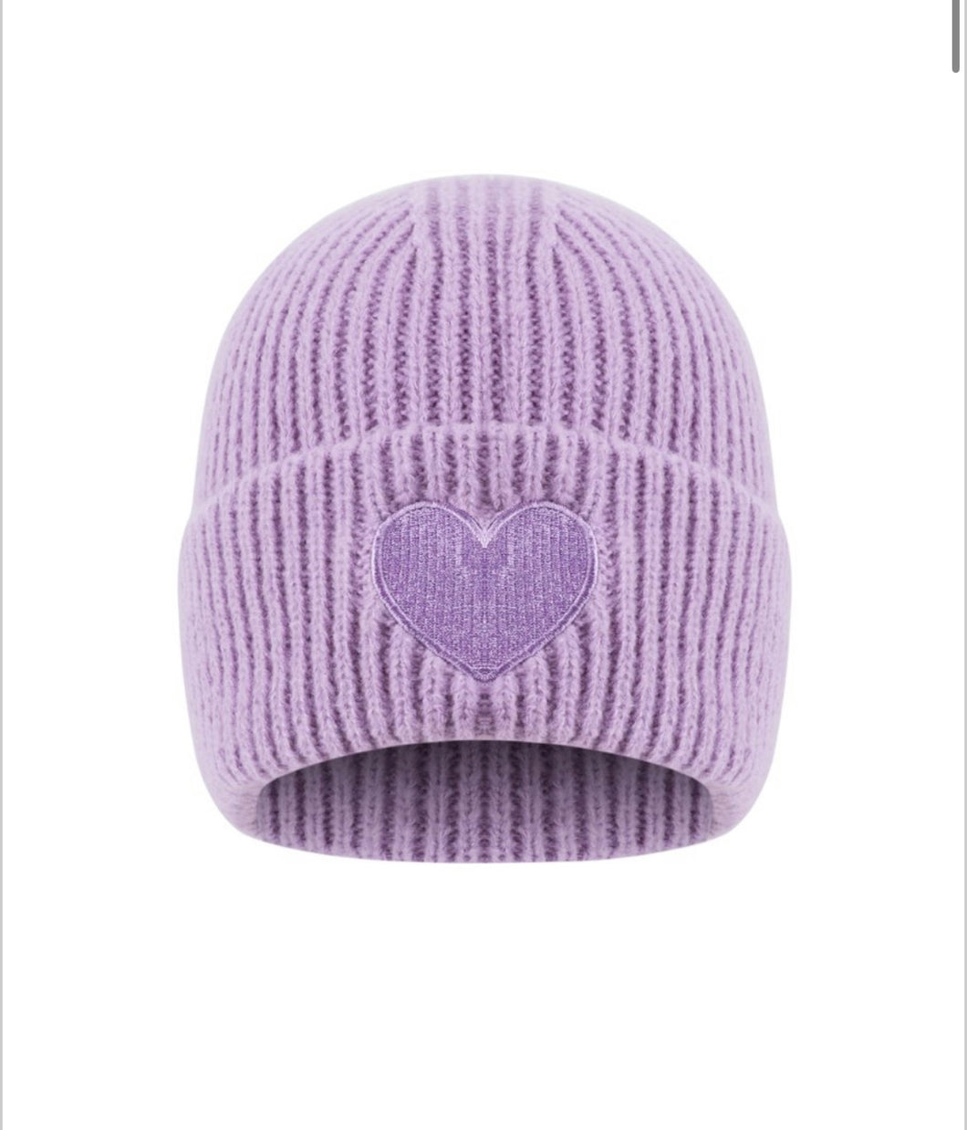 Mütze Herz in flieder
