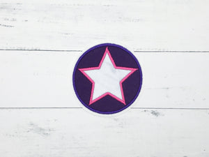 Tornister/Ranzen - Patch mit Stern reflektierend, lila/grelles pink