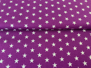 Baumwolle Sternenstoff Lila Baumwollstoff Sterne Beere/weiss