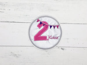 Tornister / Ranzen - Patch "2.Klasse" reflektierend, pink