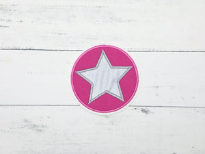 Tornister/ Ranzen - Patch mit Stern reflektierend, pink/grau