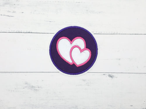 Tornister/ Ranzen - Patch mit Herzen reflektierend, lila/grelles Pink