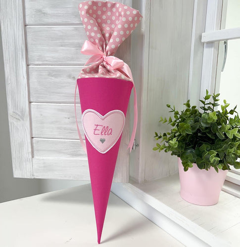 Zuckertüte klein mit Herz (pink/rosa)