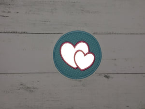 Tornister/Ranzen - Patch mit Herzen reflektierend, türkis/pink