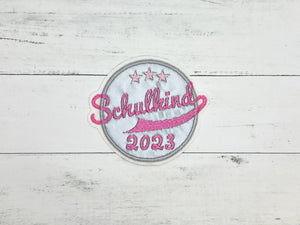Tornister/ Ranzen - Patch Schulkind 2023, reflektierend/pink/rosa