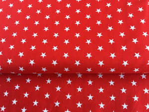 Baumwollstoff Sterne rot/weiß